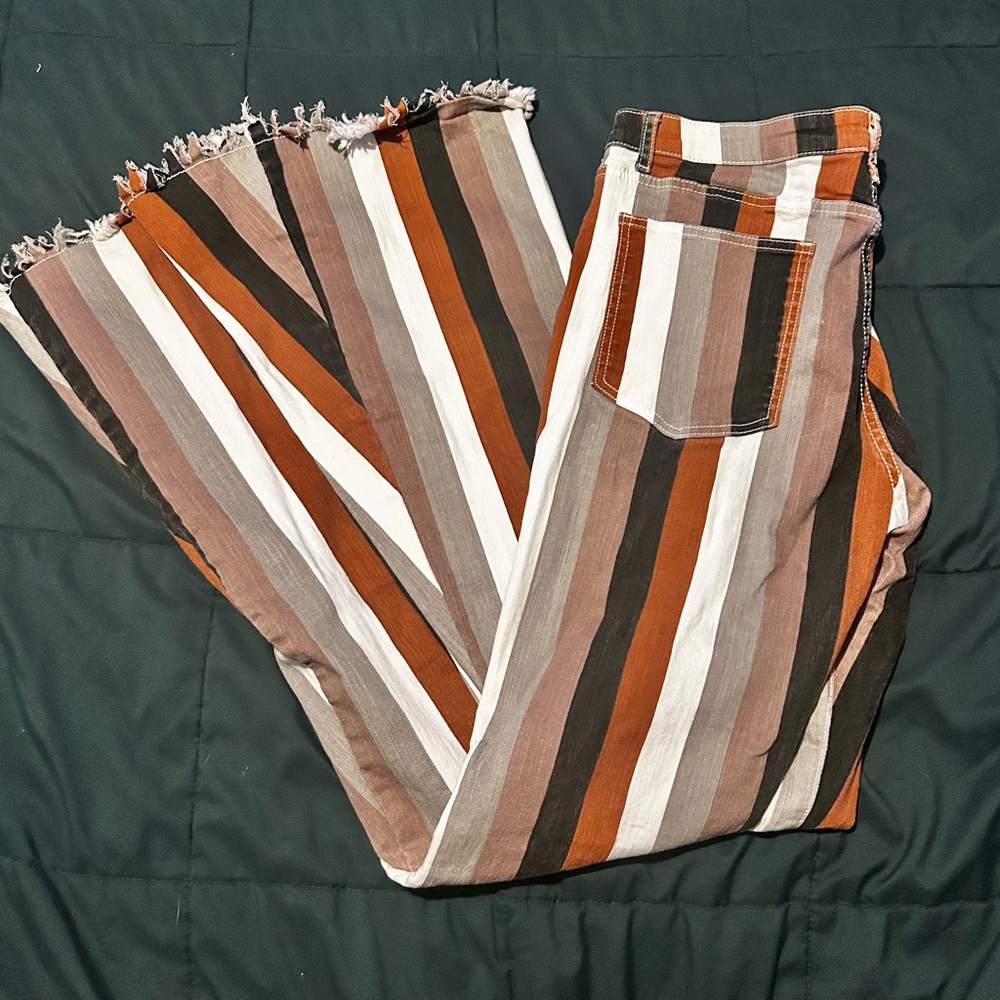 Striped Flare Leg Hippie Jeans